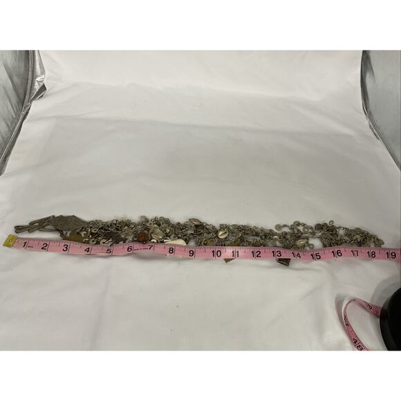 VTG VINTAGE SILVER TONE MEXICAN FETISH CHARM NECKLACE 19 IN - Picture 7 of 7